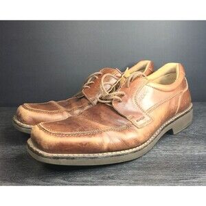Ecco Mens Shoes Brown Size 11.5 Leather Comfort Lace Apron Toe Casual Derby Ox